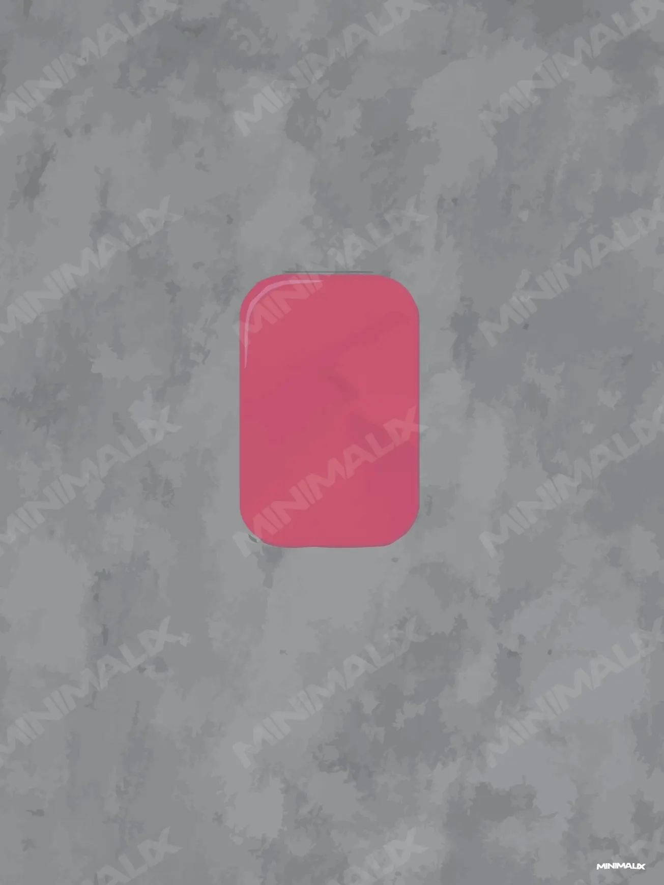 Affiche minimaliste grise : un savon rectangulaire rose fuchsia aux angles arrondis, posé au centre d'un fond gris marbré façon béton brut