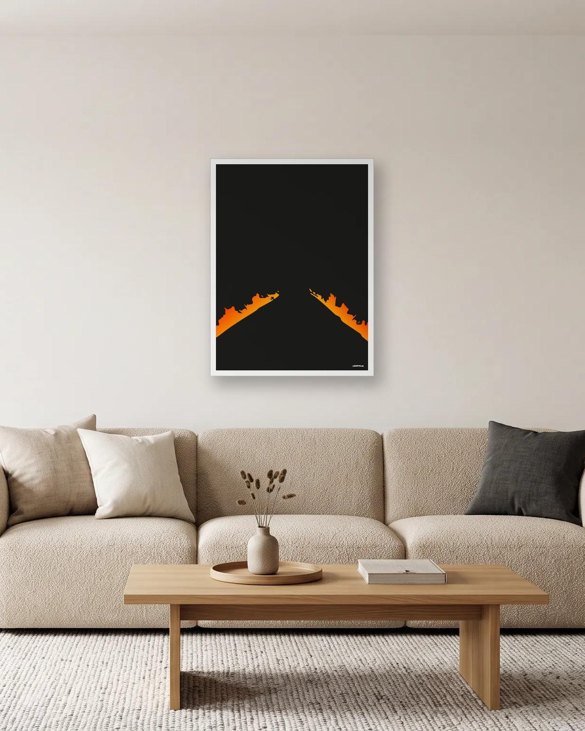 88 miles à l'heure, affiche encadrée dans un salon