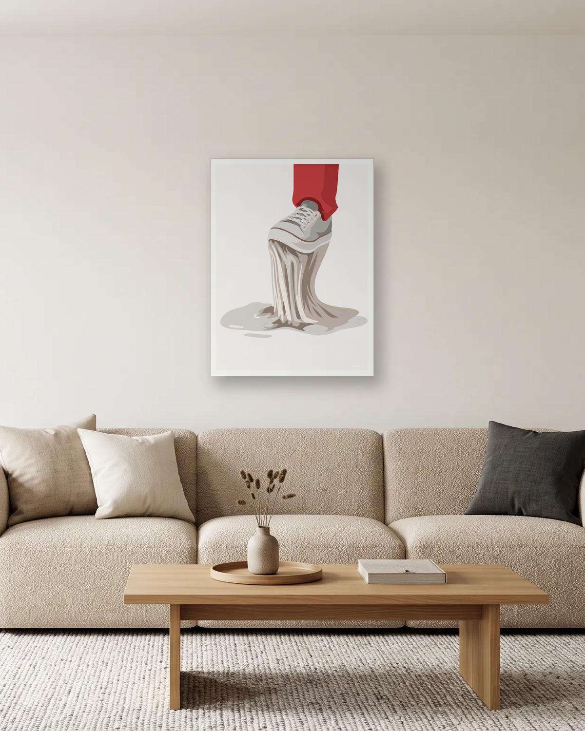 Comme si c'était fait, affiche encadrée dans un salon