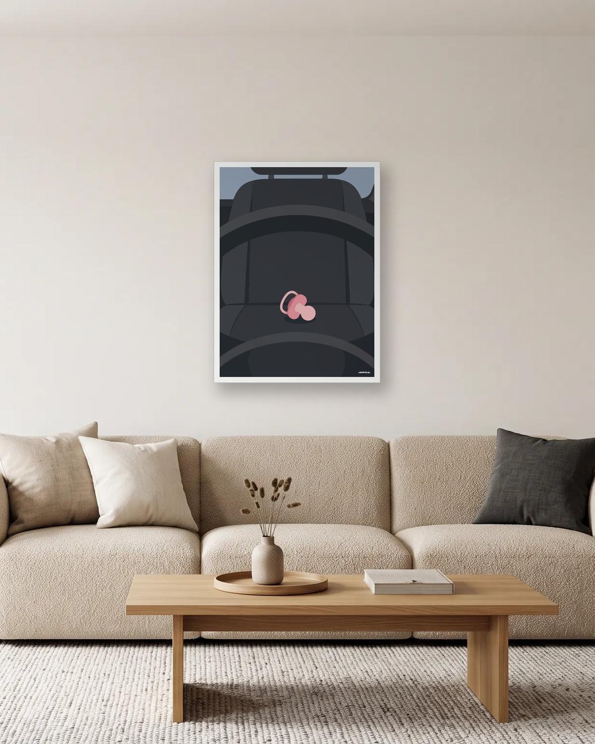 Sur le tempo, affiche encadrée dans un salon