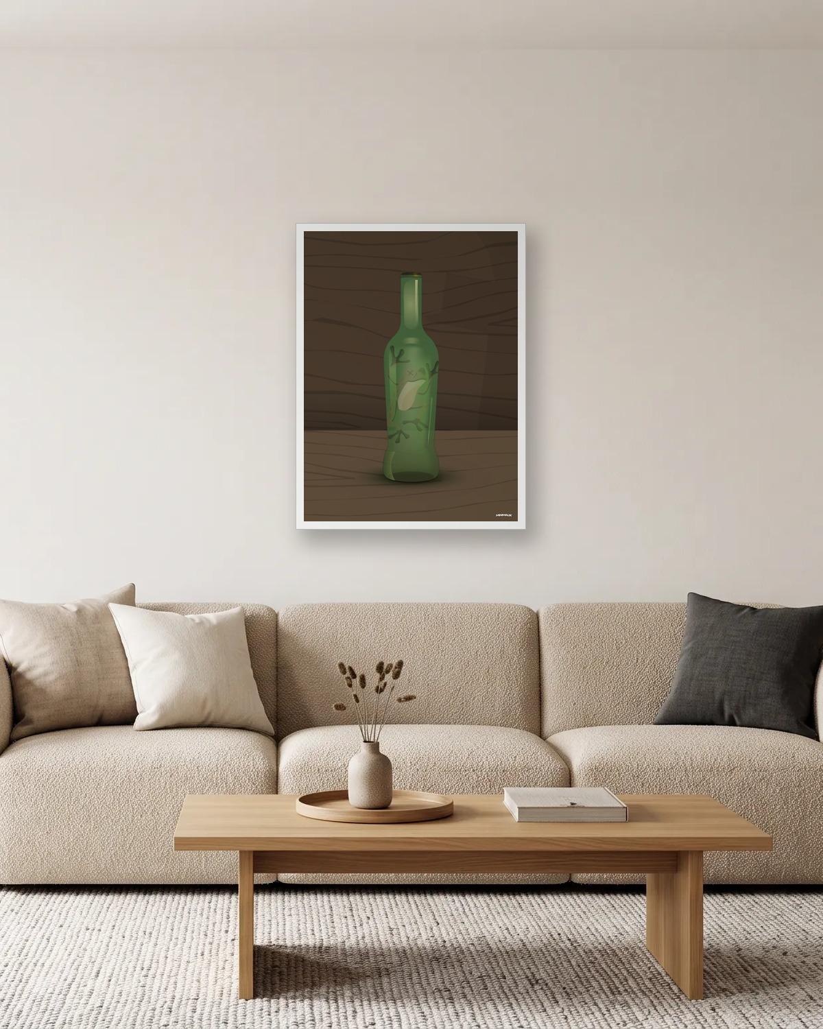 Vous reprendrez bien un verre, affiche encadrée dans un salon