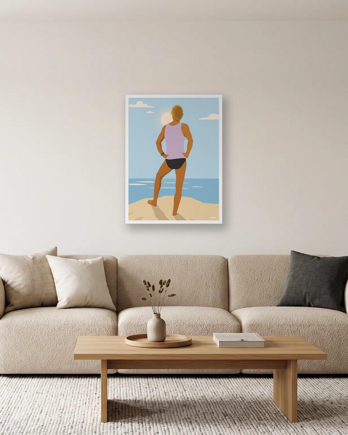 Mains sur les hanches, affiche encadrée dans un salon