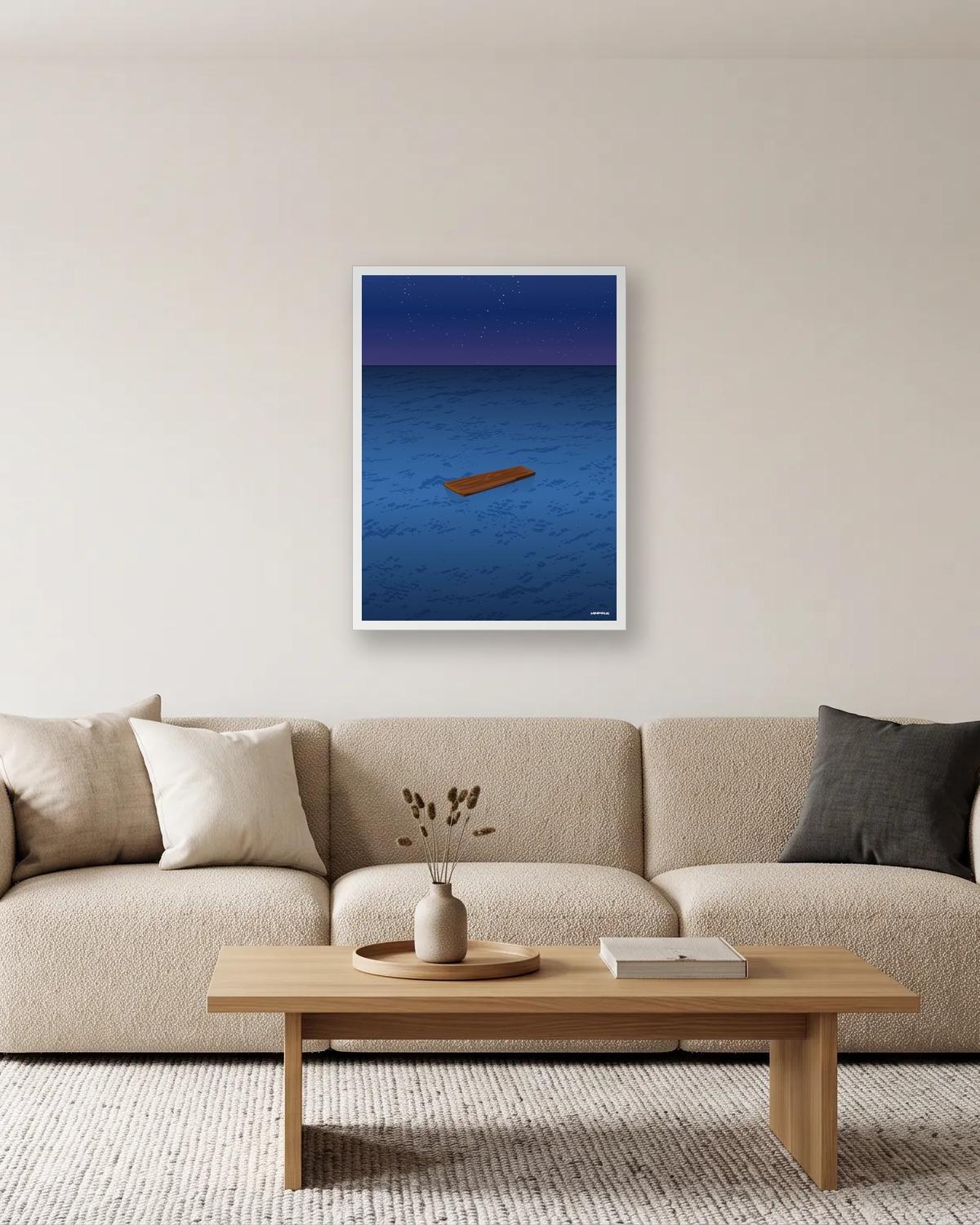 Il y avait de la place, affiche encadrée dans un salon