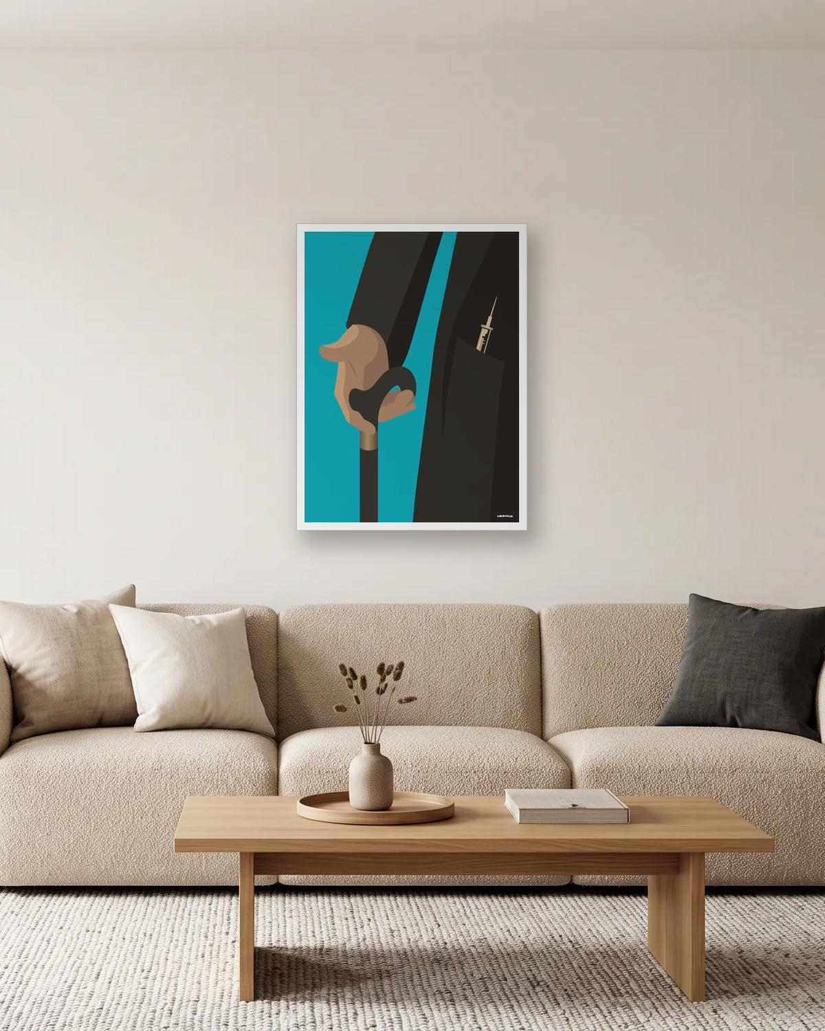 Ils mentent tous, affiche encadrée dans un salon