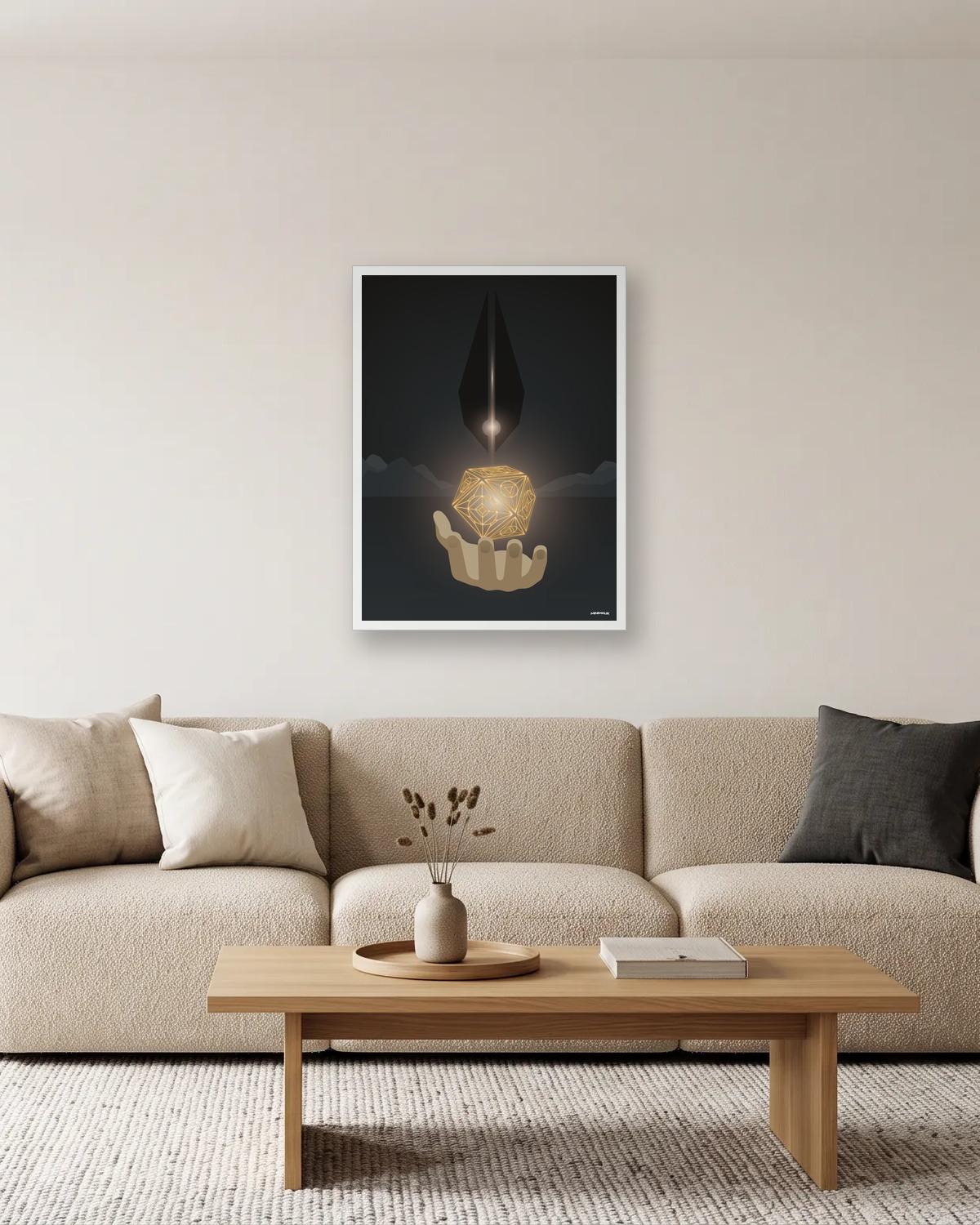 Mille ans de nuit, affiche encadrée dans un salon