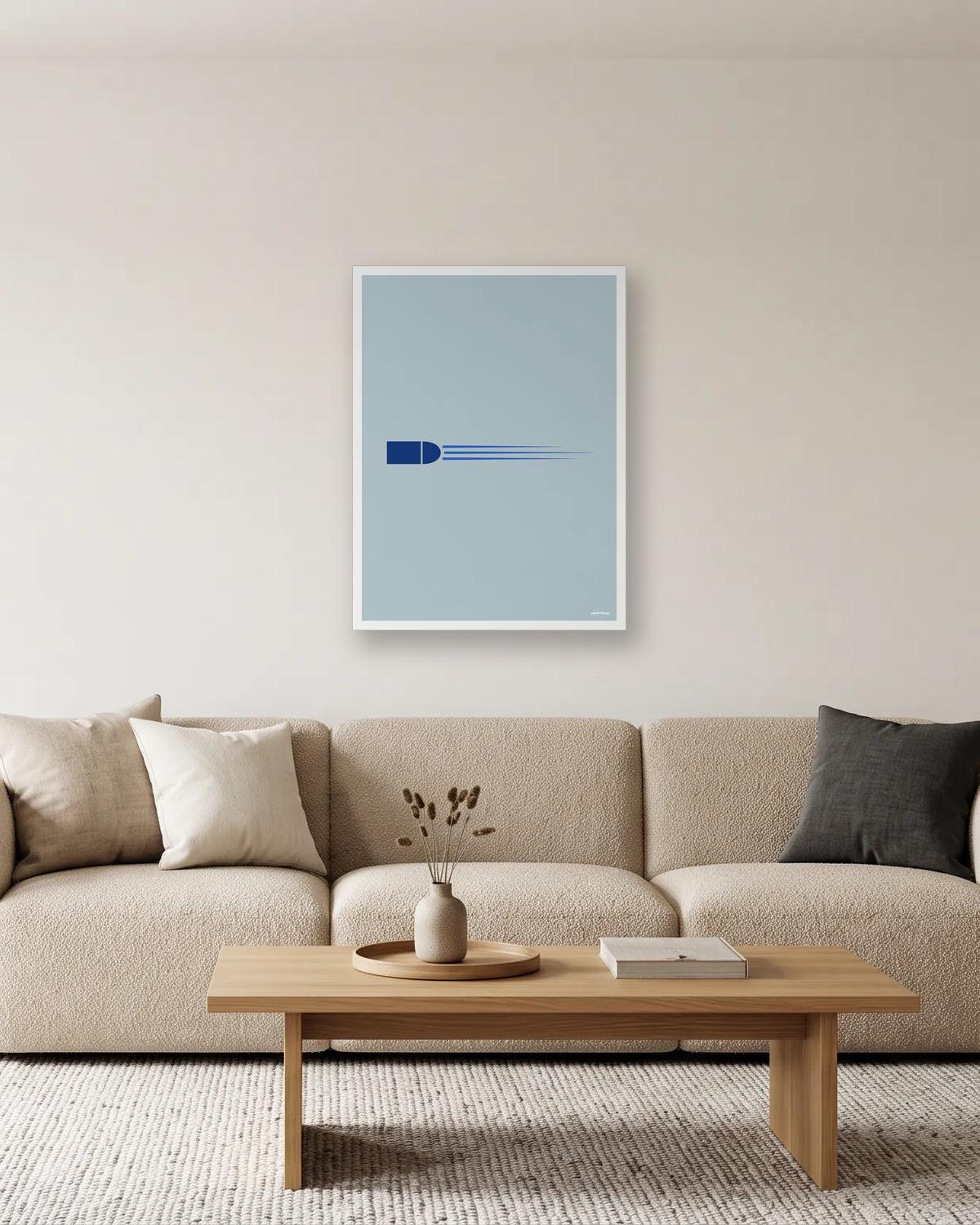 Palindrome, affiche encadrée dans un salon