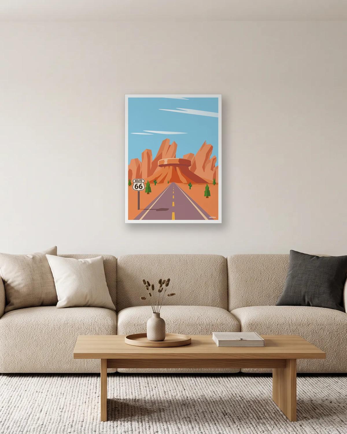 Panneau 66, affiche encadrée dans un salon