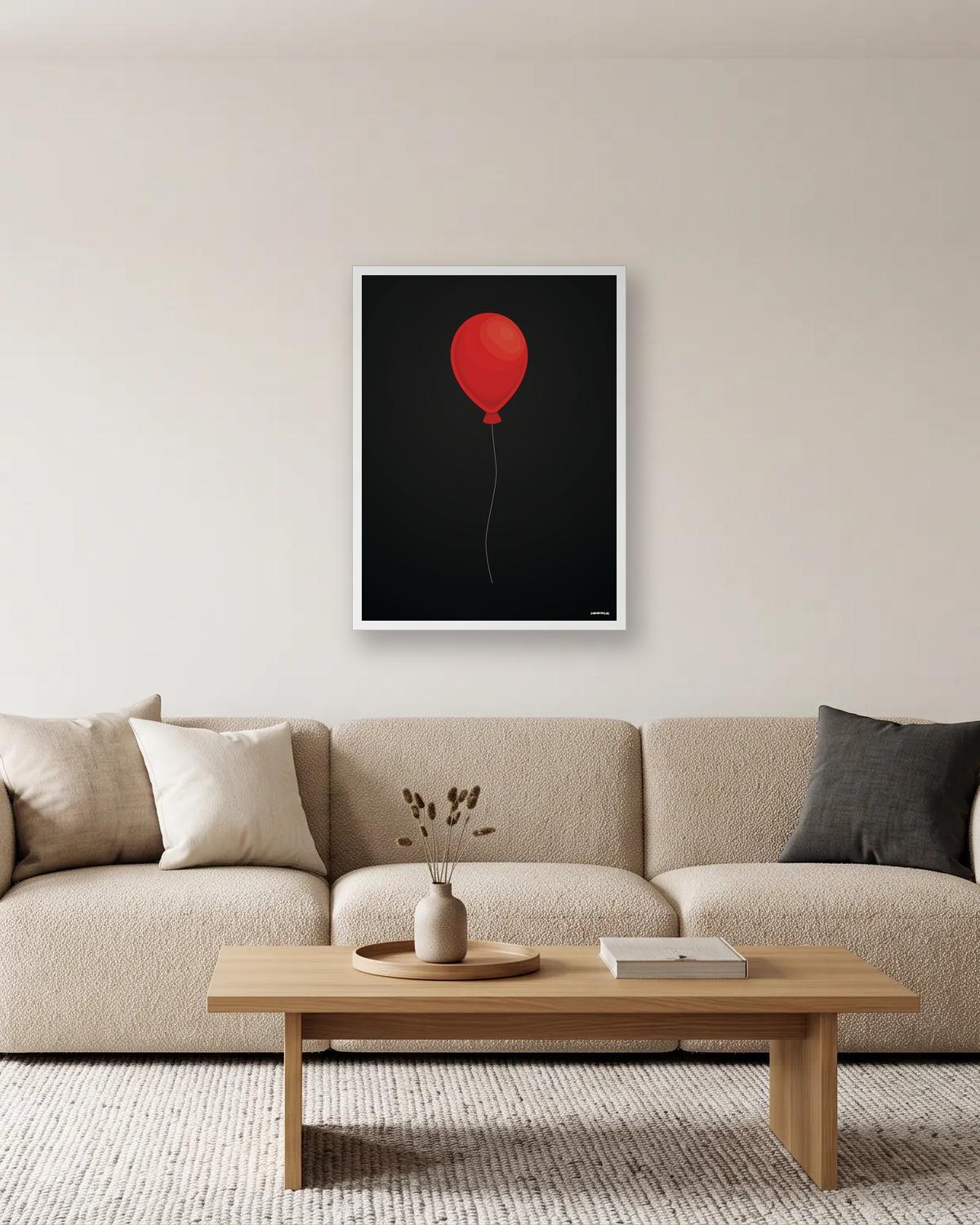 Tu veux un ballon ?, affiche encadrée dans un salon