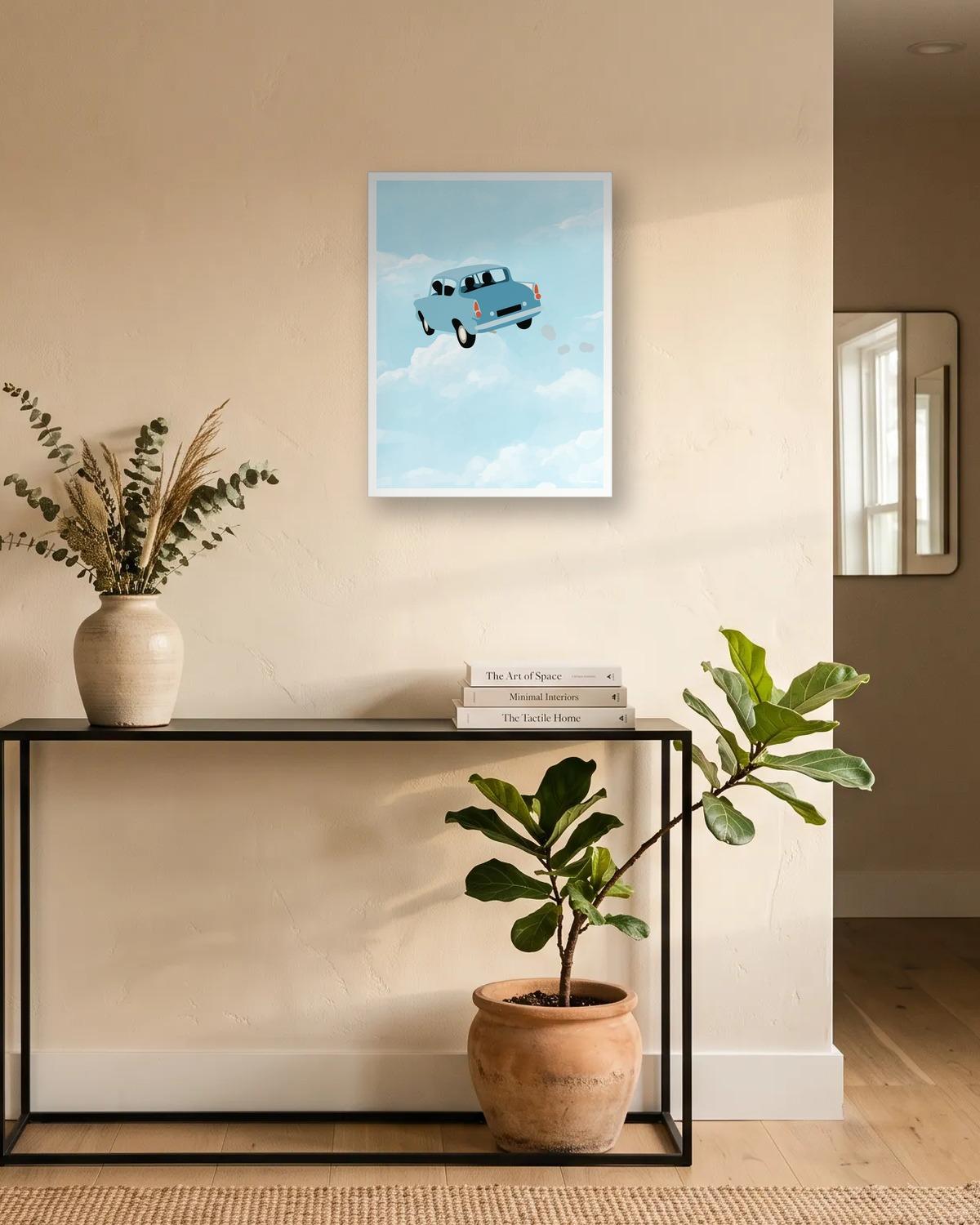 Feux arrière dans les nuages, affiche encadrée dans une entrée