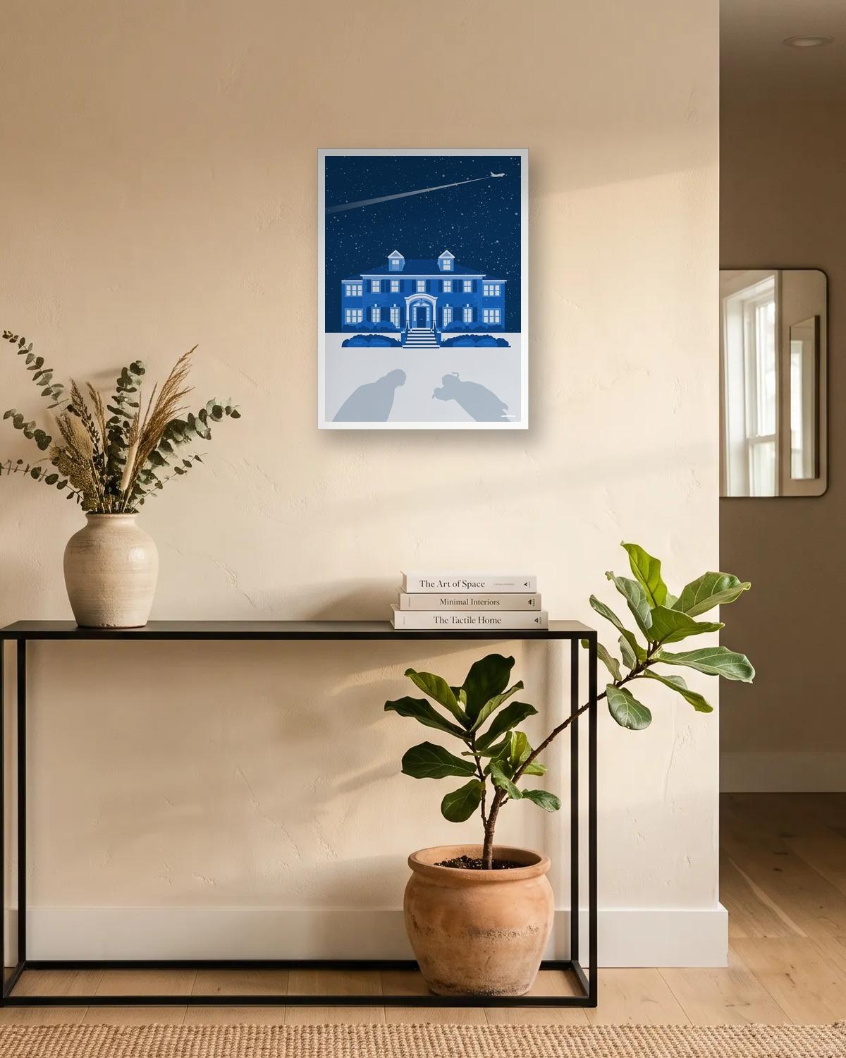 Ils ont oublié quelqu'un, affiche encadrée dans une entrée