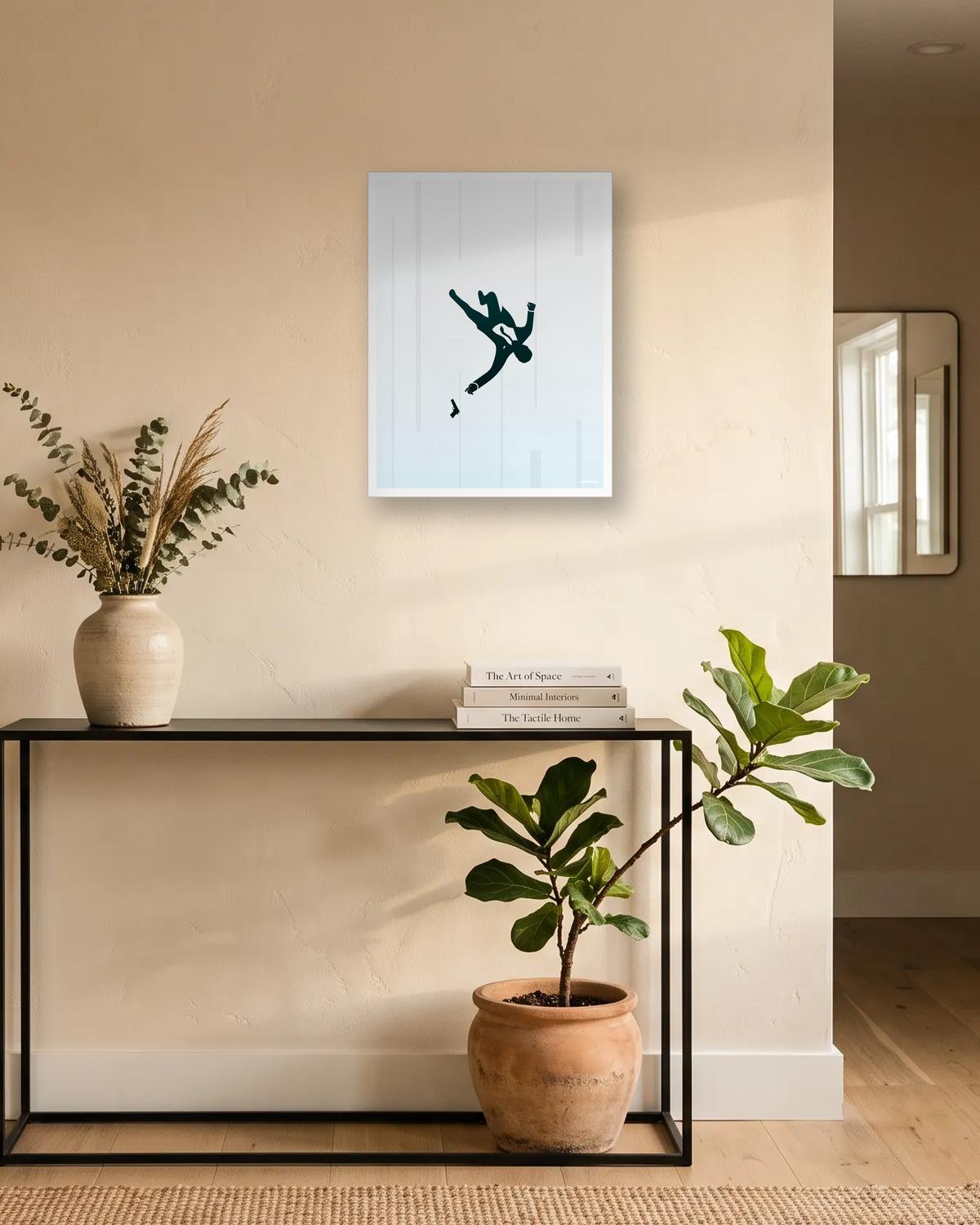 Lâcher prise, affiche encadrée dans une entrée
