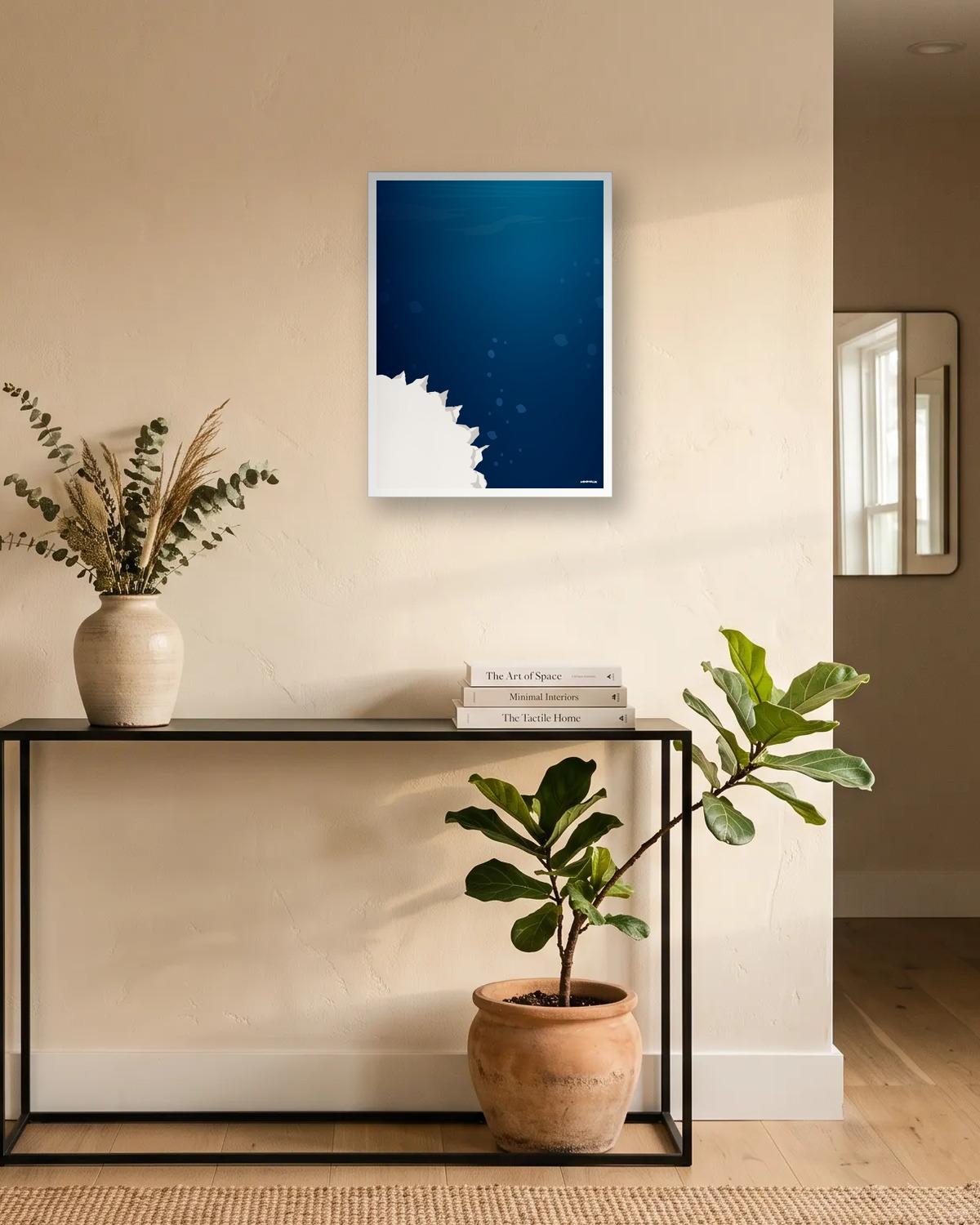 Deux notes, affiche encadrée dans une entrée