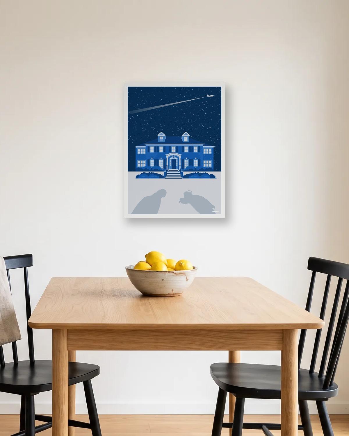 Ils ont oublié quelqu'un, affiche encadrée en situation dans la pièce qui lui correspond