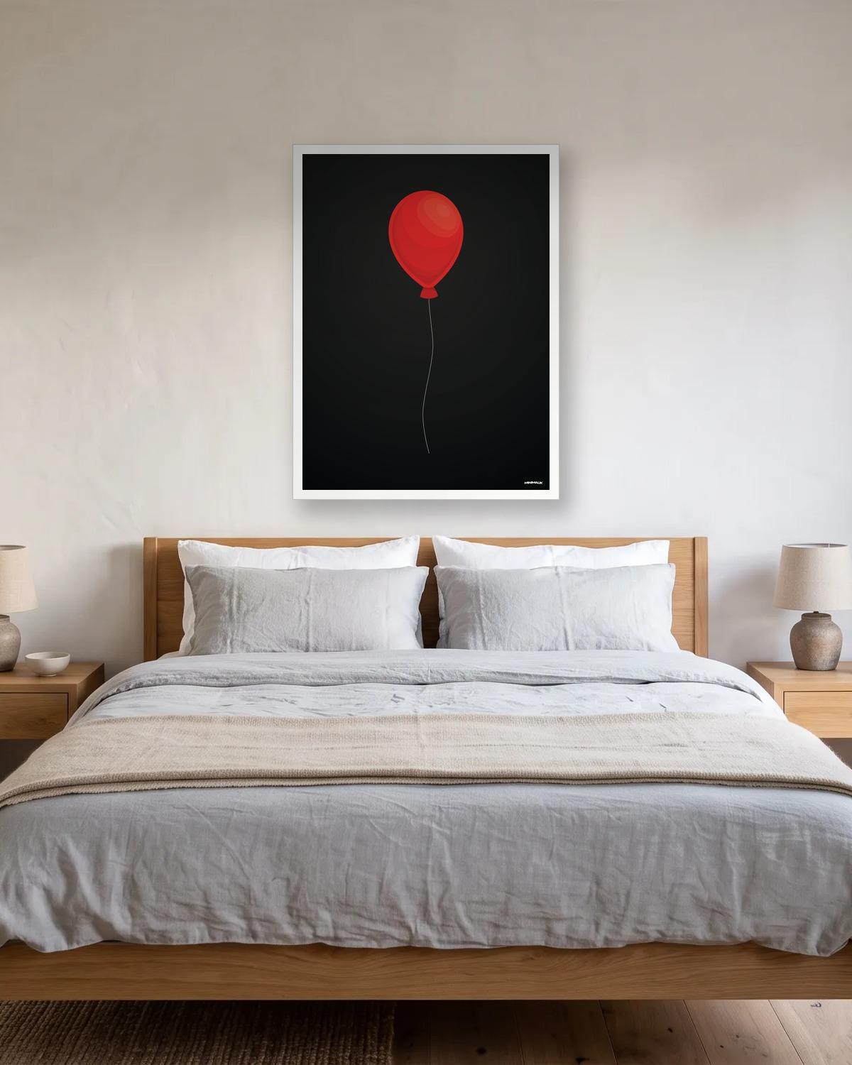 Tu veux un ballon ?, affiche encadrée en situation dans la pièce qui lui correspond